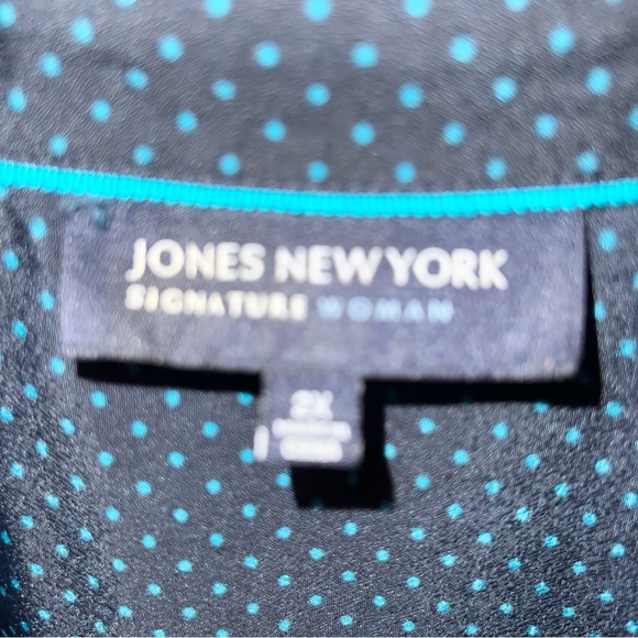 Jones New York Dotted Button Up Navy Blouse Top SZ 2X - Picture 5 of 6